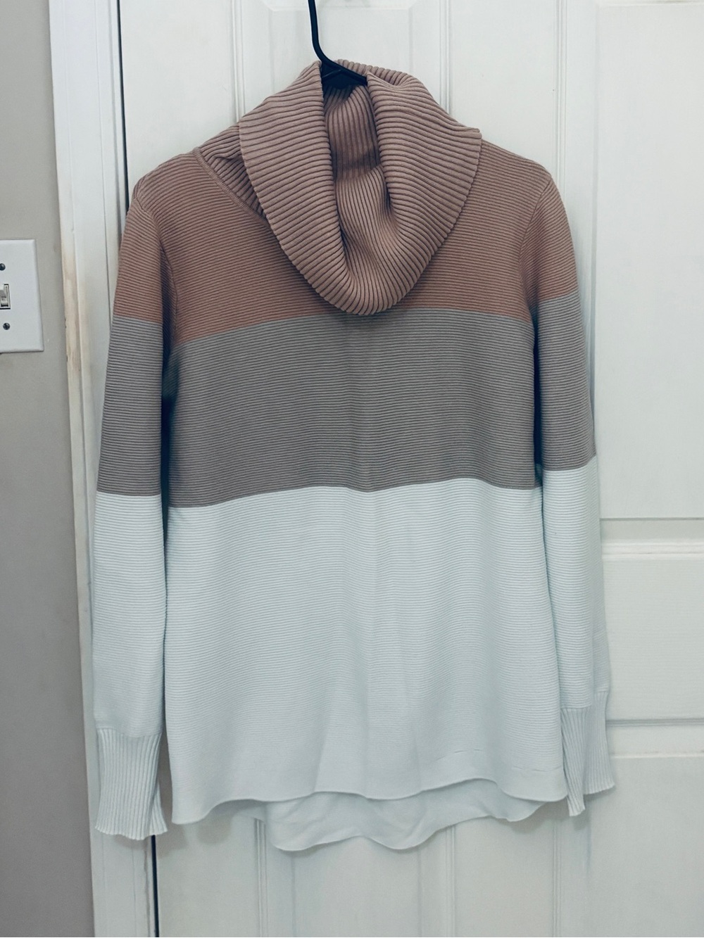 RED Brand Colorblock Cowlneck Ribbed Tunic Sweater
